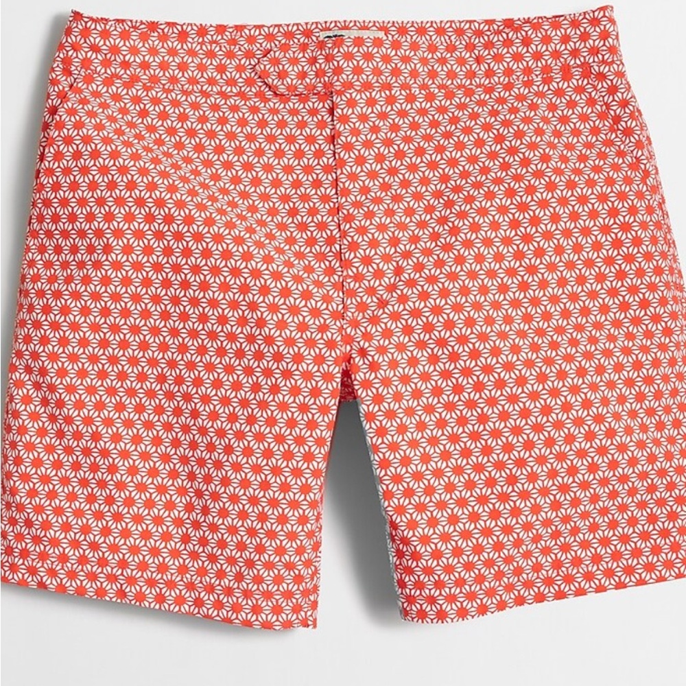 J. Crew Mens 33 red and White starburst Patterned Swimsuit